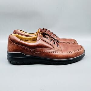 ECCO Shoes Mens 10.5 Brown Leather Seawalker Moc Toe Oxford Casual Lace Up